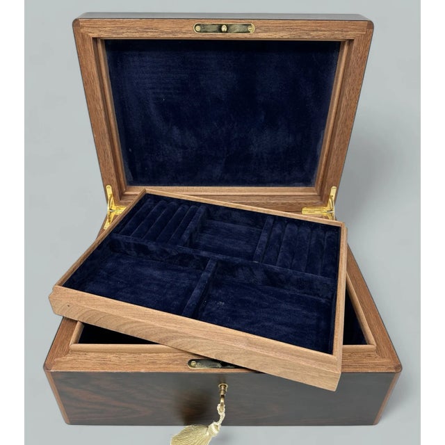 Mahogany Wood Vintage Handmade Jewelry Casket Box Manning of Ireland Irish New For Sale - Image 4 of 10