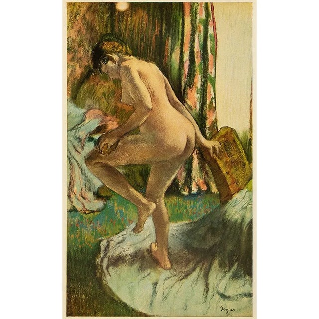 1940s Circa 1940s After Edgar Degas "After the Bath" Vintage Full Color Impressionist Print For Sale - Image 5 of 6