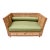Modern Cane & Teak Settee in Sunbrella Upholstery For Sale