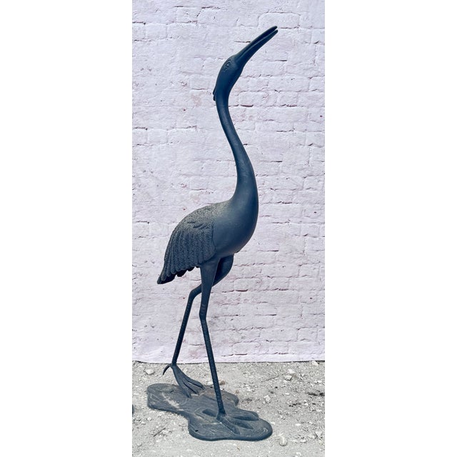 Mid-Century Modern Large Cast Metal Cranes, a Pair For Sale - Image 3 of 10