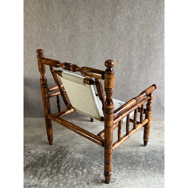 Wood Mid 20th Century Vintage French Mid Century Rope Chairs With Drink Table Set in the Style of Adrien Audoux & Frida Minet For Sale - Image 7 of 12