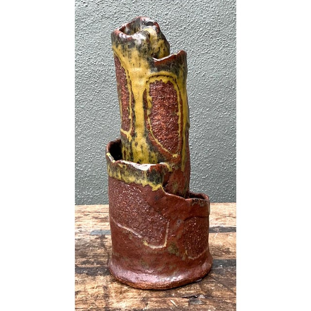 Late 20th Century Vintage Abstract Pottery Vase For Sale - Image 5 of 12
