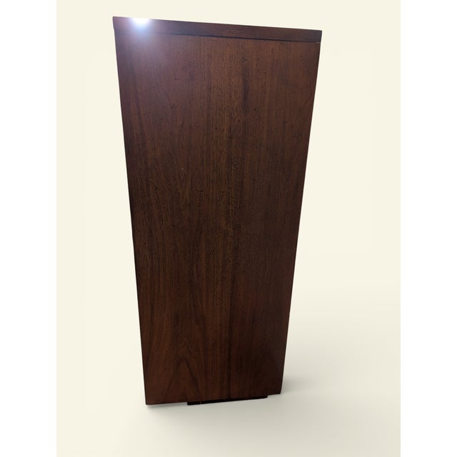Lane Brutalist Highboy Dresser / Tall Chest — Walnut — C. 1973 For Sale - Image 9 of 17