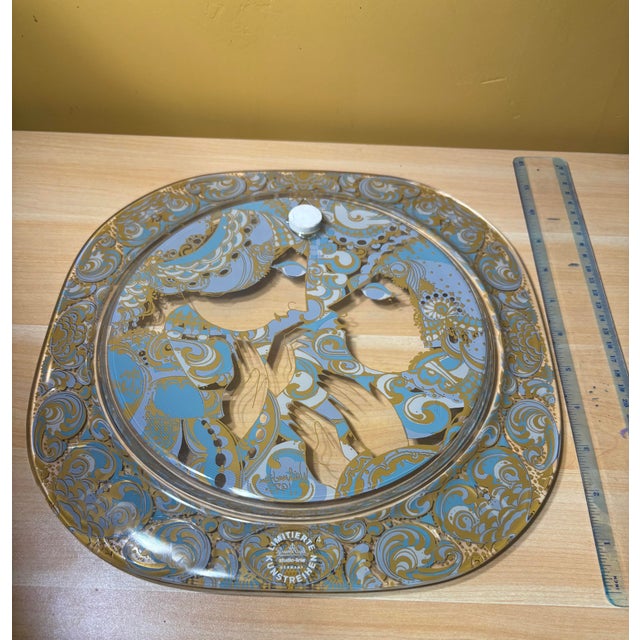 Bjørn Wiinblad Rosenthal Studio-Line Bjørn Wiinblad Limited Art Glass Plate, Germany, 1977 For Sale - Image 4 of 7