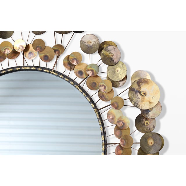 Gold Vintage Brass “Raindrops” Wall Mirror by Curtis Jere, Signed For Sale - Image 8 of 12