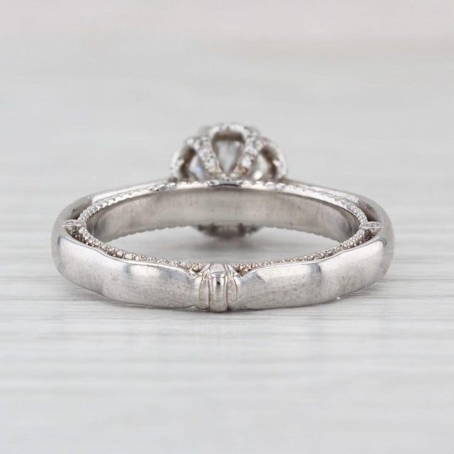 Modern Veraggio 1.47ctw Diamond Halo Engagement Ring W/ Box Gia 18k White Gold Filigree, Size 7.5 For Sale - Image 3 of 8