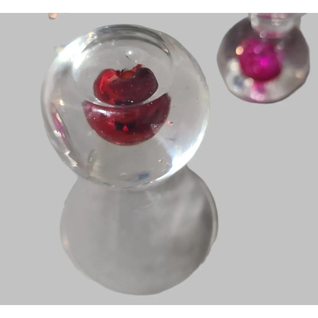 Late 20th Century Vintage Set of 6 Italian Art Glass Colorful Bubble Base Cordials, Shot, Snap, Glasses For Sale - Image 5 of 7