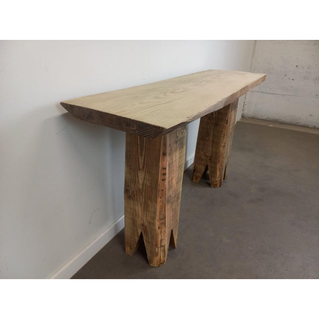 Brutalist Fir Console Table, 1980s For Sale - Image 4 of 18