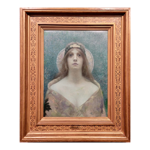 Albert Pike Lucas -Portrait of a Goddess-19th Century Oil Painting