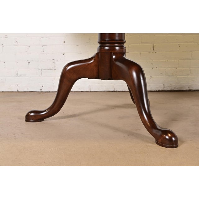 Baker Furniture Style Georgian Monumental Solid Cherry Wood Double Pedestal Extension Dining Table, Newly Refinished For Sale - Image 12 of 14
