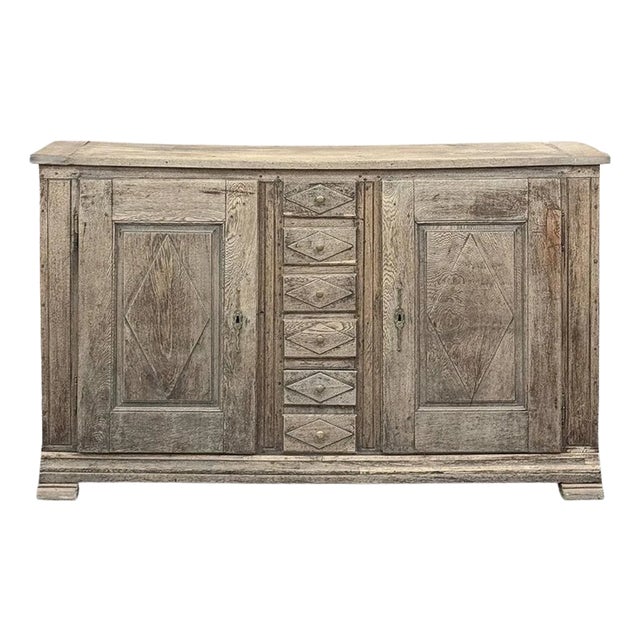 18th Century Rustic Dutch Buffet ~ Cabinet in Stripped Oak For Sale