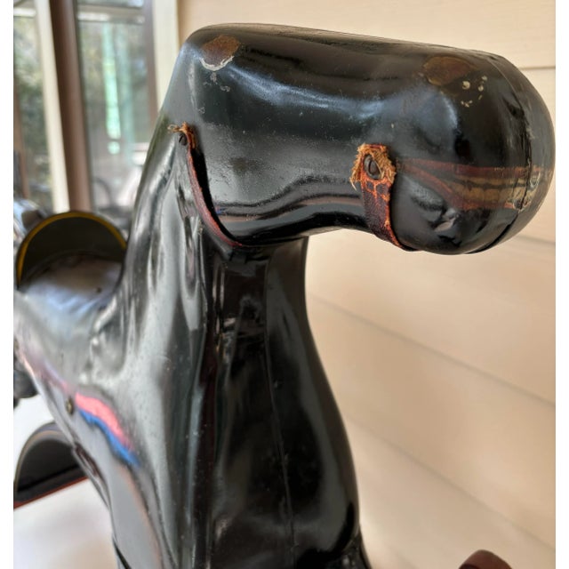 Steel Glider Horse Circa 1930 Corcoran Manufacturing Company Black Beauty Green Arrow Line Very Rare For Sale - Image 12 of 12