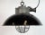 Industrial Black Enamel and Cast Iron Cage Pendant Light from Elektrosvit, 1960s For Sale - Image 6 of 18