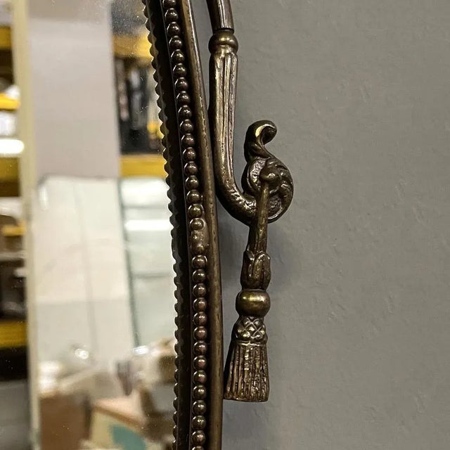 Mid-Century Modern Brass Wall Mirror with Ribbon and Decorations, Italy, 1950s For Sale - Image 9 of 12