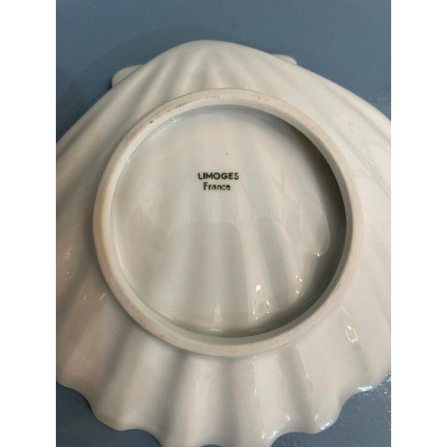 Rustic European Vintage Limoges French Porcelain Shell Dish With Floral Design For Sale - Image 3 of 5