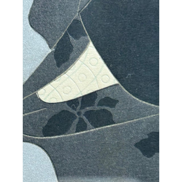 1950s Framed Rare Japanese Woodblock Print Le Lotus Noir Chine by Paul Jacoulet For Sale - Image 5 of 16