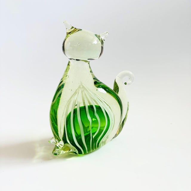 Large Vintage Art Glass Cat For Sale - Image 4 of 12