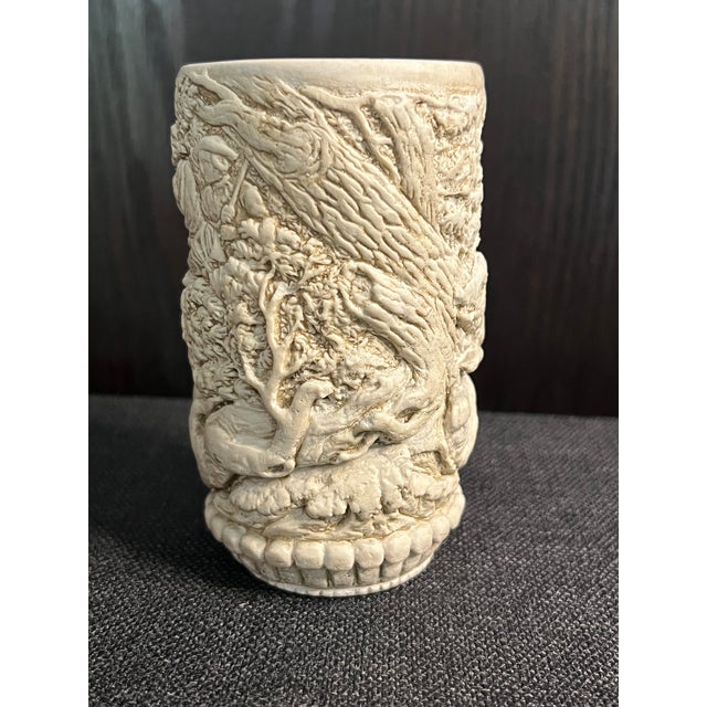 Carved Porcelain Cup With Hunting Scene For Sale - Image 4 of 8