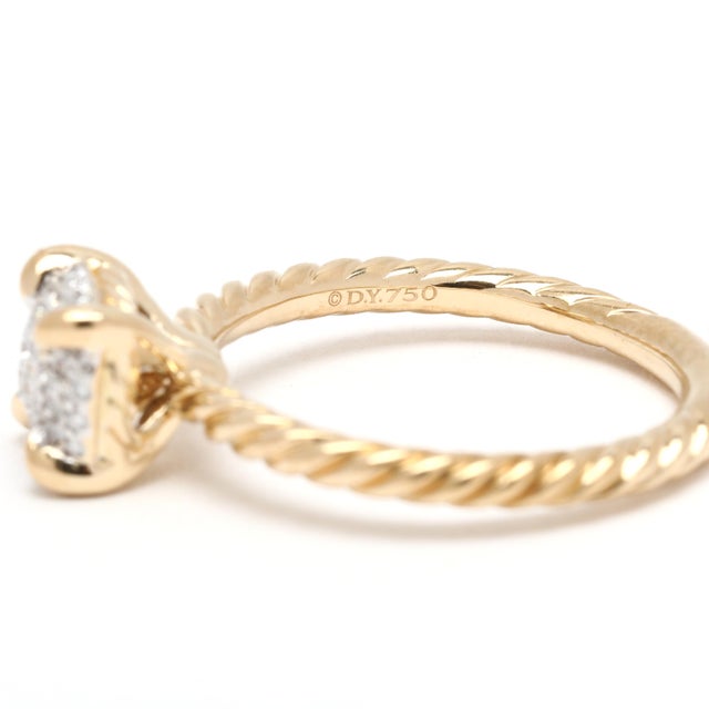 Early 21st Century David Yurman .15ctw Diamond Engagement Ring, 18k Yellow Gold, Ring Size 5 For Sale - Image 5 of 6