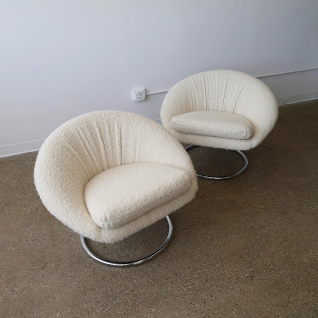 Textile Chrome Chairs by Renato Zevi, a Pair For Sale - Image 7 of 8