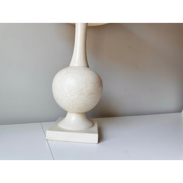 1960s Italian Pottery Floral Embossed Lamp For Sale - Image 4 of 11