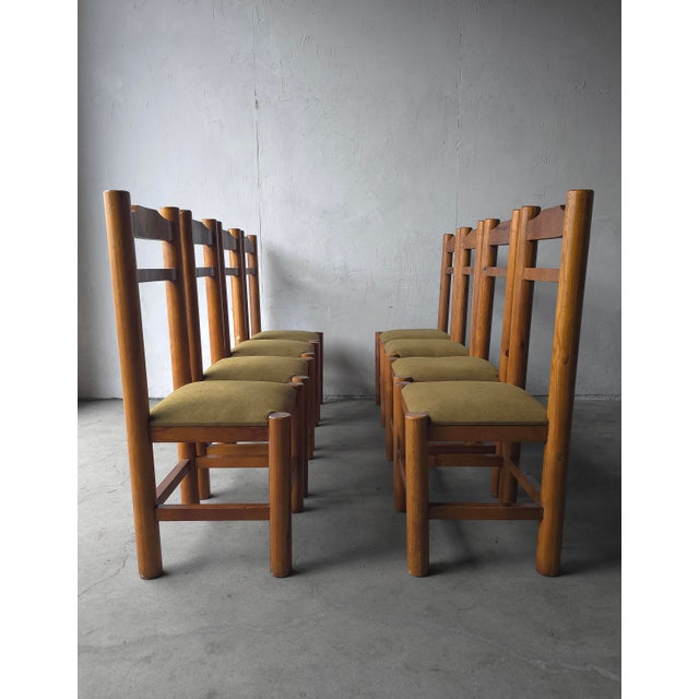 Contemporary Vintage 1970s Minimalist Solid Pine Dining Chairs - Set of 8 For Sale - Image 3 of 10