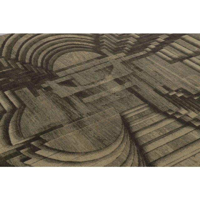 Rug & Kilim Rug & Kilim's Modern Optical Illusion Rug in Charcoal and Taupe For Sale - Image 4 of 8