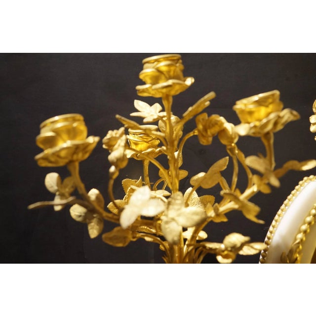 French 19th Century Marble and Bronze Clock Set - Set of 3 For Sale - Image 10 of 12