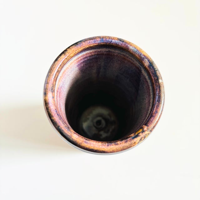 Ceramic Vintage Purple Studio Pottery Vase For Sale - Image 7 of 8