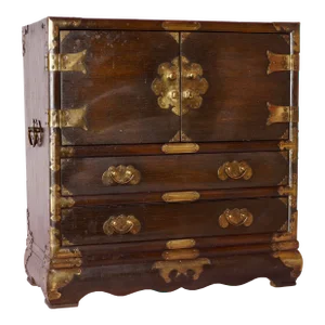 1970s Vintage Korean Tansu Style Jewelry Chest