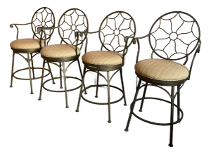 Drexel Heritage Contemporary Wrought Iron Counter Stools - Set of 4