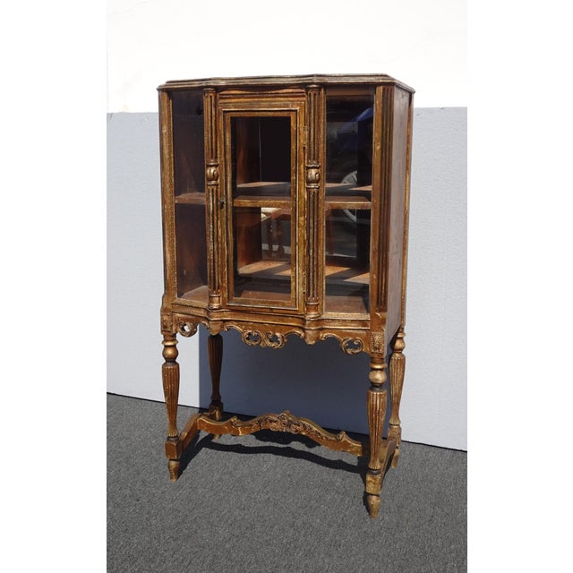 Antique French Rococo Louis Xvi Gold Display Curio Cabinet W Gold