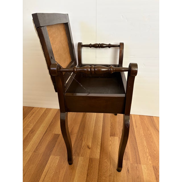 Antique Edwardian Style Dark Wood Piano Stool With Lift-Top Storage Bench For Sale - Image 4 of 5