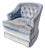 Vintage Blue Striped Velvet Swivel Lounge Chair, Late 20th Century For Sale