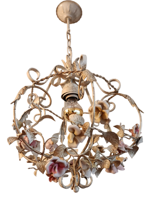 Vintage Hand-Forged Toleware Pendant Lamp, 1950s