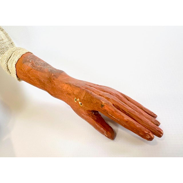 Cream Large Antique Czech Hand-Carved and Painted Theater Puppet Doll, 18th Century For Sale - Image 8 of 18