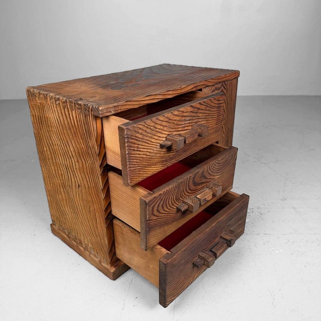 Brown Japanese Sugi Storage Cabinet with Drawers and Door, 1960s For Sale - Image 8 of 11