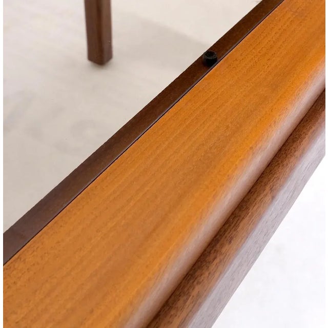 Brown Pair Solid Oiled Walnut Smoked Glass Rectangle End Tables Stands Mid Century For Sale - Image 8 of 13