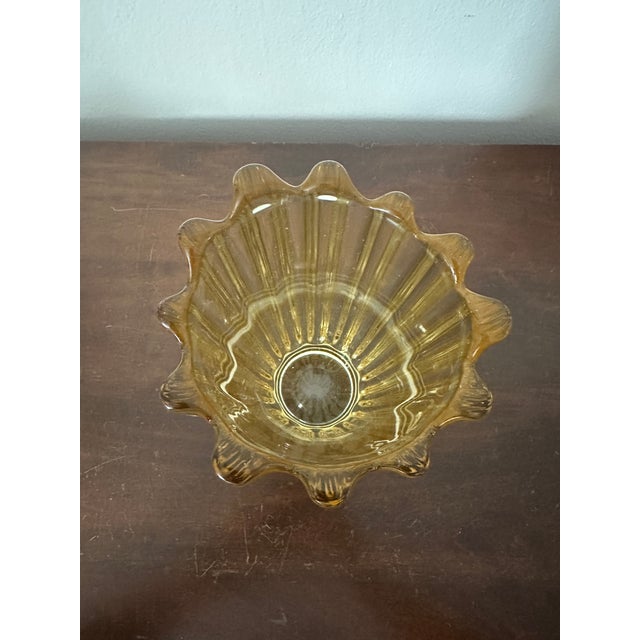 Vintage MCM Glass Fostoria Celestial Amber 7" Vase For Sale In Philadelphia - Image 6 of 6