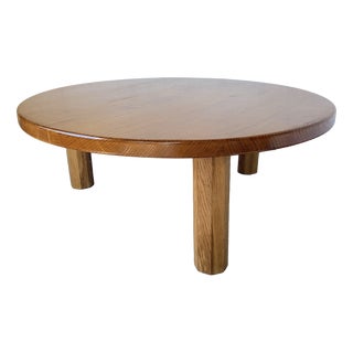 Vintage Round Tripod Coffee Table in Oak, 1950 For Sale