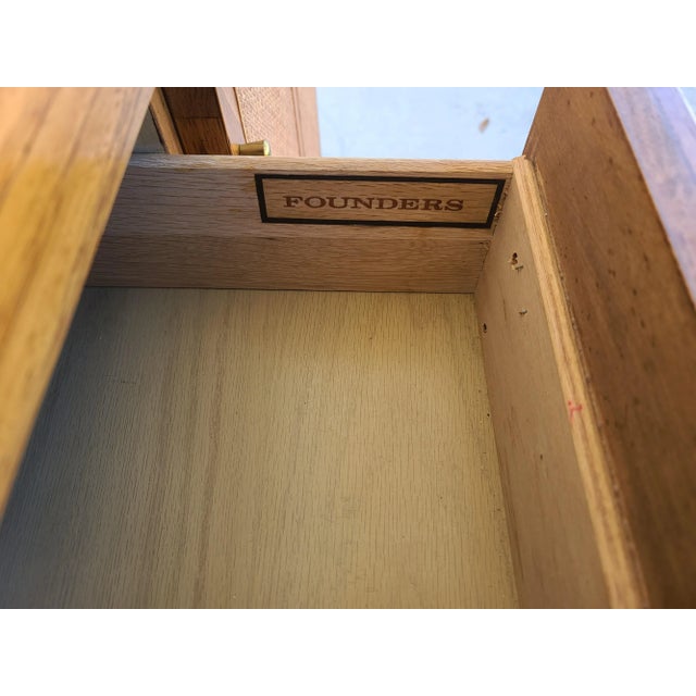 Vintage Founders MCM Dresser With Glass Top & Mirror For Sale - Image 10 of 14