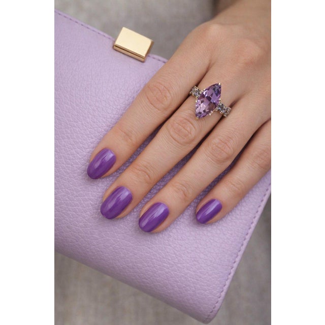Bochic “Orient” Vintage Amethyst & Lilac Tanzanite Ring Set 18K Gold & Silver For Sale In New York - Image 6 of 13