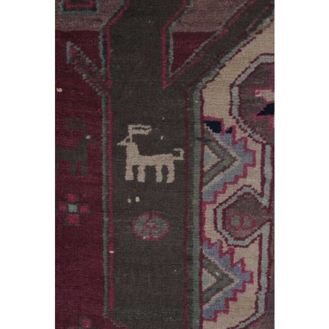 Coffee Hand-Knotted Caucasian Animal Runner Rug 3'9'' X 10'6'' For Sale - Image 8 of 12