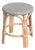 Tobias 18 in. Seat Height Round Rattan Dining Stool, Gray/White Dot / Natural Rattan Frame For Sale