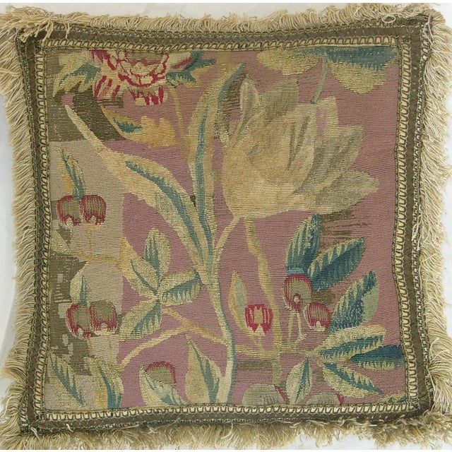 17th Century Antique 17th Century Brussels Tapestry Pillow - 16'' X 16'' For Sale - Image 5 of 6