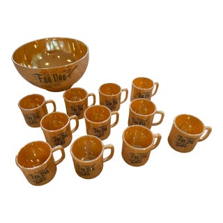 1950s Mid-Century Holiday Punch Egg Nog Set- 12 Pieces For Sale