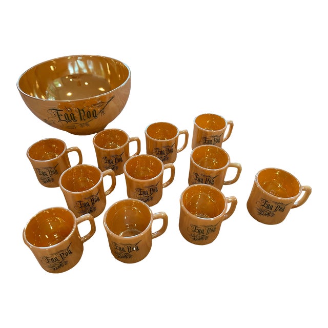 1950s Mid-Century Holiday Punch Egg Nog Set- 12 Pieces For Sale