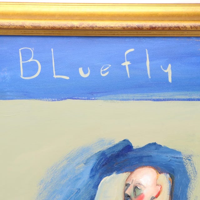 Blue David Fleming "Bluefly" Original Acrylic Framed Painting Signed For Sale - Image 8 of 11