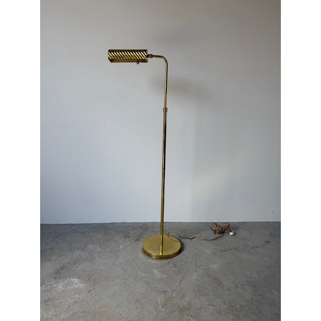 Brass 1970’s Mid-Century Modern Solid Brass Pharmacy Reading Floor Lamp For Sale - Image 8 of 10