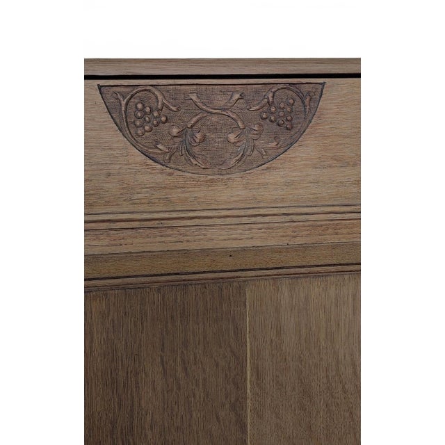 Wood Antique English Oak Sideboard With Bun Feet and Carved Details For Sale - Image 7 of 12